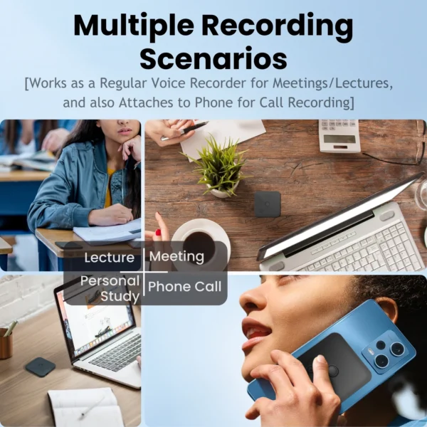 AI-Powered Voice Recorder and Call Recorder with Speech-to-Text & Summarization, Supports 100 Languages, 64GB Storage - Image 2